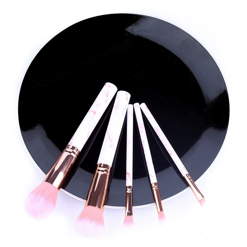 5pcs Set Of Marble Makeup Brushes