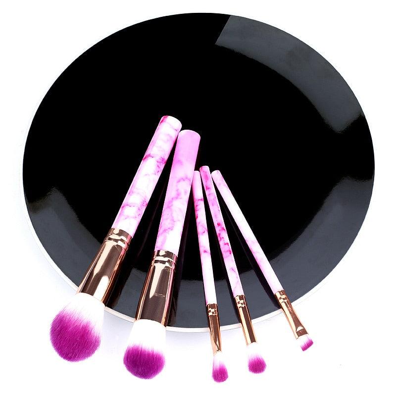 5pcs Set Of Marble Makeup Brushes