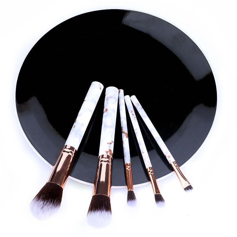 5pcs Set Of Marble Makeup Brushes