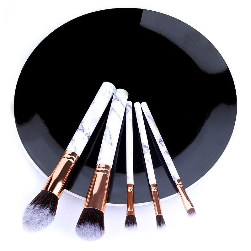 5pcs Set Of Marble Makeup Brushes